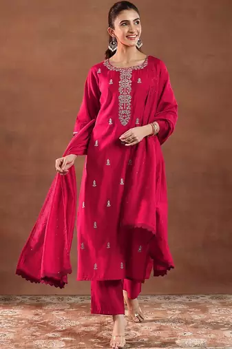 women ethnic motifs self design kurta with trousers & dupatta