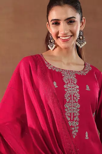 women ethnic motifs self design kurta with trousers & dupatta