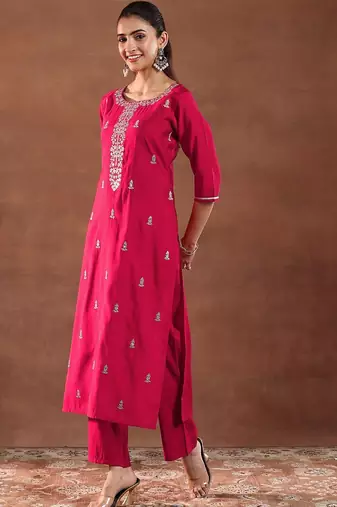 women ethnic motifs self design kurta with trousers & dupatta