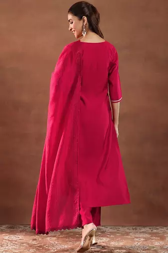 women ethnic motifs self design kurta with trousers & dupatta