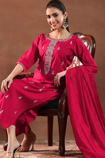 women ethnic motifs self design kurta with trousers & dupatta