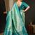 Blue blue & green ethnic motifs woven design zari kanjeevaram saree