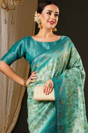 Blue blue & green ethnic motifs woven design zari kanjeevaram saree