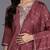 floral yoke design regular sequinned straight kurta with trousers & dupatta