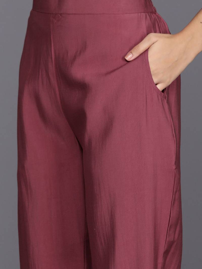 floral yoke design regular sequinned straight kurta with trousers & dupatta