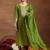 ethnic motifs yoke design sequinned straight kurta with trousers & dupatta