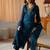 libas blue yoke design tissue straight suit set