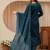 libas blue yoke design tissue straight suit set