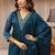 libas blue yoke design tissue straight suit set
