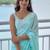 Blue floral embellished sequinned  georgette saree