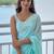 Blue blue ethnic motifs embroidered sequinned  georgette saree
