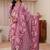 libas pink floral printed straight suit set