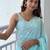 Blue blue ethnic motifs embroidered sequinned  georgette saree