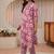 libas pink floral printed straight suit set