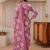 libas pink floral printed straight suit set