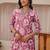 libas pink floral printed straight suit set