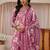 libas pink floral printed straight suit set