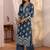 women ethnic motifs printed regular thread work kurta with palazzos & with dupatta