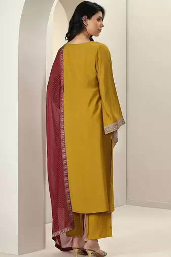 women ethnic motifs embroidered kurta with trousers & dupatta