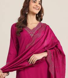 ethnic motifs yoke design straight sequinned kurta with trousers & dupatta