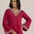 ethnic motifs embroidered v-neck straight kurta with trousers & dupatta