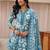 libas blue floral printed straight suit set