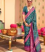 Teal silk blend sungudi saree