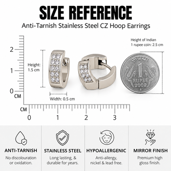 Anti-tarnish, pave crystal setting, chunky hoop design, women's jewellery, secure snap closure 3