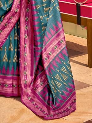 Teal silk blend sungudi saree 5