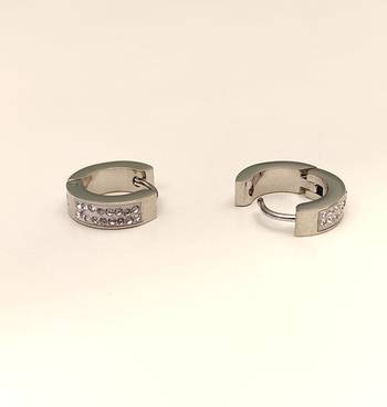 Anti-tarnish, pave crystal setting, chunky hoop design, women's jewellery, secure snap closure 4