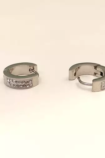 Anti-tarnish, pave crystal setting, chunky hoop design, women's jewellery, secure snap closure