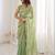 Sea green sea green satin ethnic embellished festive wear matching blouse sarees