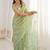 Sea green sea green satin ethnic embellished festive wear matching blouse sarees