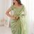 Sea green sea green satin ethnic embellished festive wear matching blouse sarees
