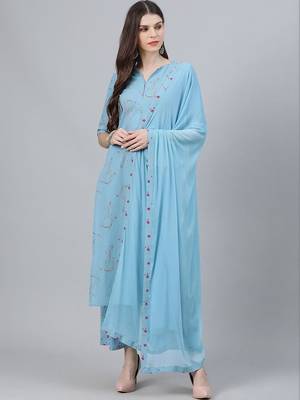 women floral printed regular kurta with palazzos & with dupatta 1