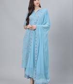 women floral printed regular kurta with palazzos & with dupatta