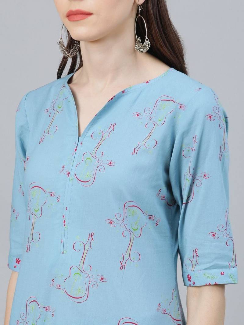 women floral printed regular kurta with palazzos & with dupatta