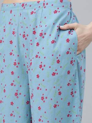 women floral printed regular kurta with palazzos & with dupatta 5