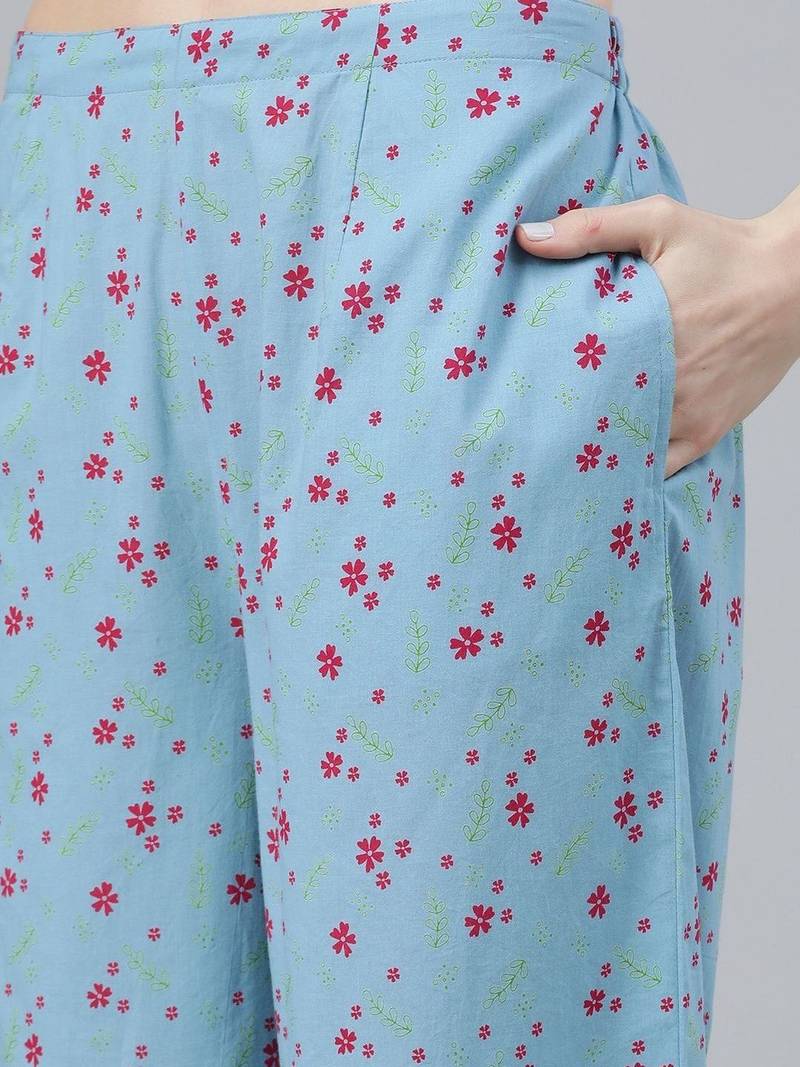 women floral printed regular kurta with palazzos & with dupatta