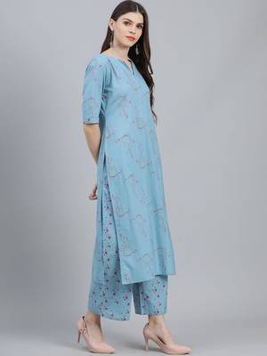 women floral printed regular kurta with palazzos & with dupatta 6