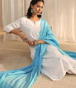 women ethnic motifs regular thread work kurta with trousers & with dupatta