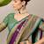 Purple ethnic motifs embroidered silk blend banarasi saree