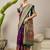 Purple ethnic motifs embroidered silk blend banarasi saree