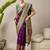 Purple ethnic motifs embroidered silk blend banarasi saree