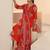 orange bandhani printed cotton blend straight suit set