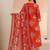 orange bandhani printed cotton blend straight suit set