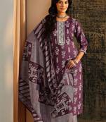 burgundy floral printed cotton blend straight suit set