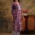 burgundy floral printed cotton blend straight suit set