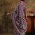 burgundy floral printed cotton blend straight suit set