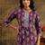 burgundy floral printed cotton blend straight suit set